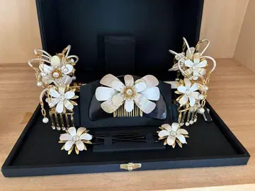 신부 헤어콤 꽃 모티브 머리 장식 세트