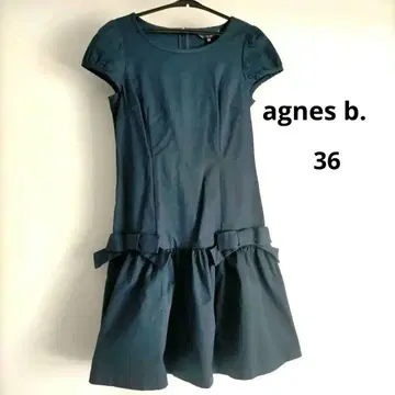 리본 포함 네이비 플레어 원피스 36