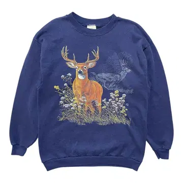 USA 구제 의류 00S 사슴 빈티지 맨투맨 트레이닝복 애니멀 프린트