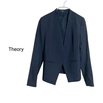 Theory 띠어리 현행 택 컬러리스 자켓 노카라 네이비