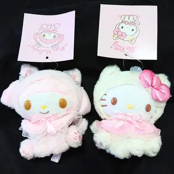 새상품 산리오 오메카시 고양이 마스코트 봉제 인형 키티 마이멜로디 세트
