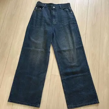 와이드 데님 팬츠 인디고 블루 빈티지 라이크