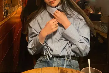 MOUSSY/블루 스트라이프 셔츠