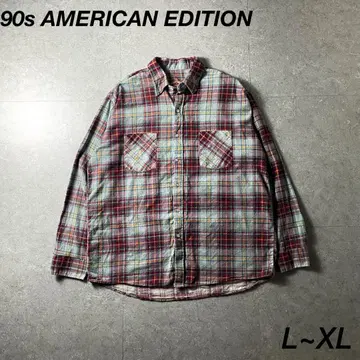 AMERICAN EDITION 플란넬 셔츠 체크 긴팔 셔츠 L~XL 상당