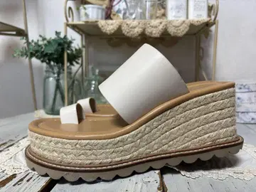 MOUSSY/샌들/통굽 샌들/화이트/에스파드리유 샌들