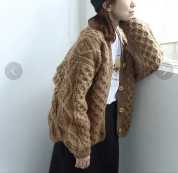 PAR ICI 네팔 케이블 가디건 카멜