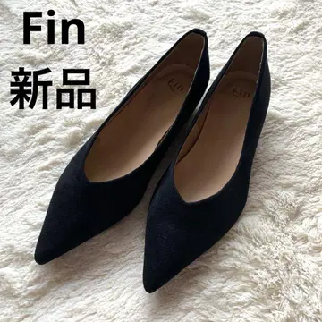 새상품 Fin 블랙 스웨이드 스틸레토 펌프스 로우힐 저반발