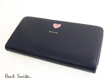 하자 있음 폴스미스 장지갑 라운드 지퍼 네이비 하트 487