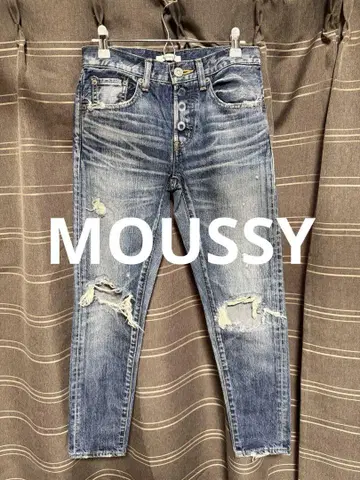 MOUSSY 데미지 가공 스키니 청바지