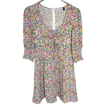 RIXO 리키소 원피스 V넥 런던 플라워 꽃무늬 긴팔 M