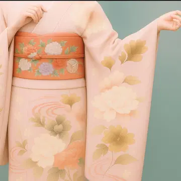 미사용 순수 실크 후쿠로 오비 화길상 문양 후리소데 호몬기