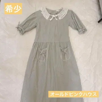 [ 초레어 ] PINK HOUSE 올드 그린 체크 리본 원피스