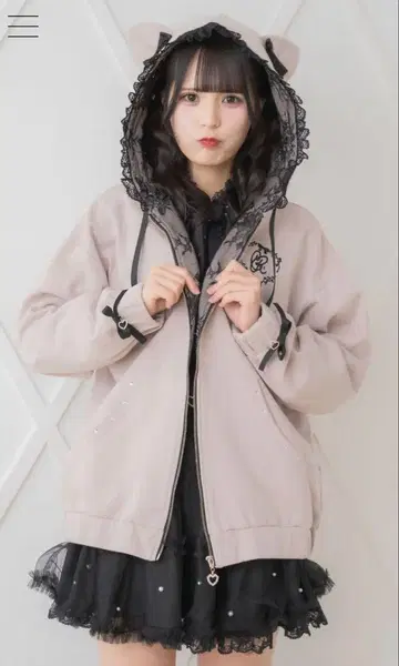 ROJITA 리본 캣 후드티 핑크