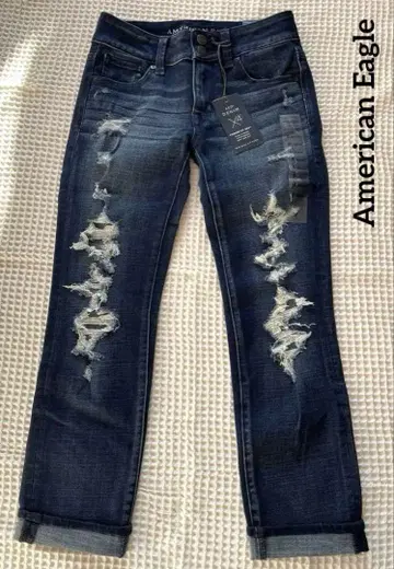 [ 미사용 새상품 ] American Eagle 데미지 청바지 데님 0