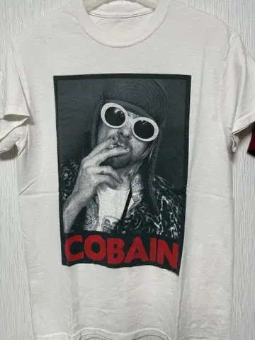 커트 코베인 프린트 T셔츠 화이트 너바나