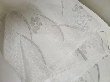 화이트 은색 꽃무늬 후쿠로 오비