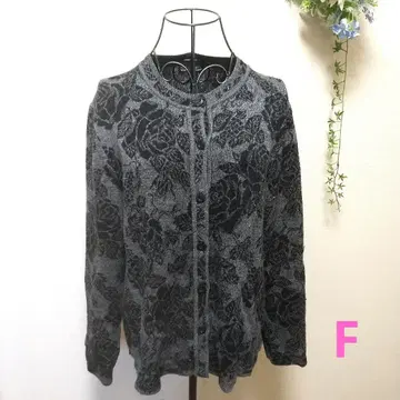장미 무늬 블랙 그레이 가디건 F 사이즈 a0519