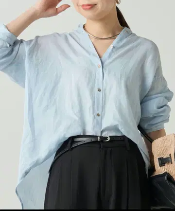 라운지 드레스 린넨 백 타이 셔츠