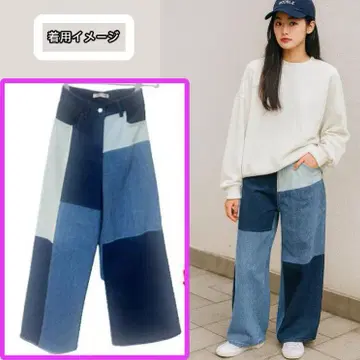 PT05 피티제로칭퀘 카일리 와이드 데님 청바지 패치워크