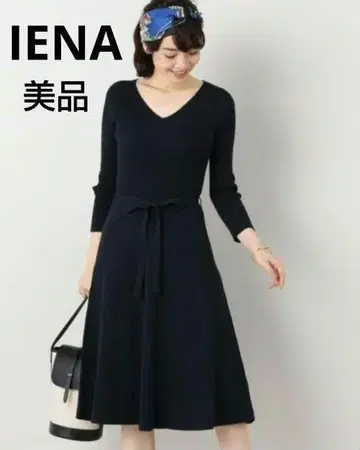 새상품급 IENA 이에나 S M L 코튼 스트레치 리브 원피스 네이비