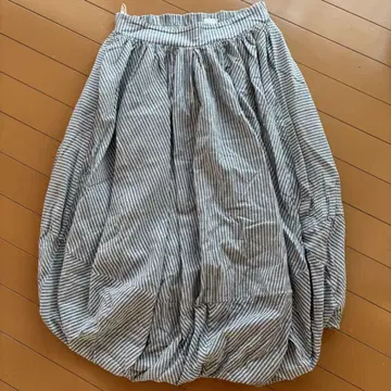 스트라이프 벌룬 실루엣 롱 스커트