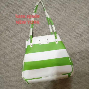 kate spade NETWORK 옐로우 그린 x 화이트 보더 토트백