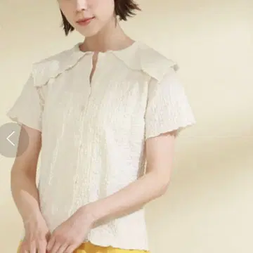 Ray BEAMS 셔링 빅칼라 셔츠