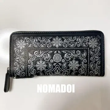 새상품 NOMADOI 뉴멕시코 반다나 패턴 가죽 롱 지갑 장지갑