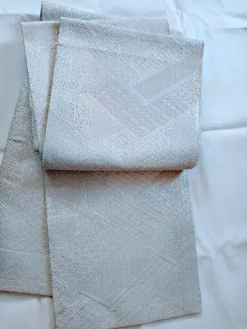 실버 기하학 패턴 후쿠로 오비