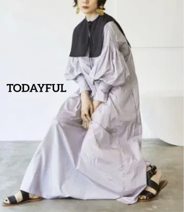 TODAYFUL 벌룬 슬리브 롱 원피스 퍼플