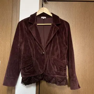 Petit Maitre 모리 갸루 스타일 버건디 테일러드 자켓 그런지