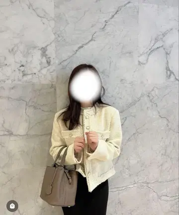 qung 트위드 노카라 자켓