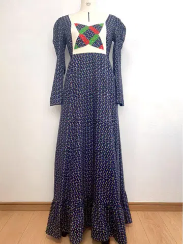 70s 패치워크 롱 원피스