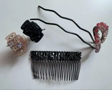 컴플렉스 비즈 헤어 클립, 헤어콤, 4개 세트