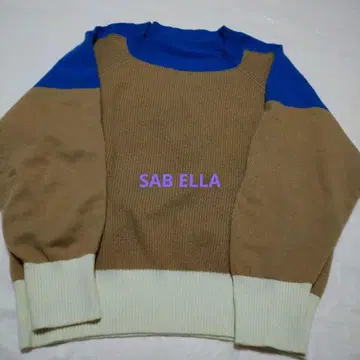 컨디션 최상 SAB ELLA 긴팔 니트 스웨터 브라운 파란색 화이트