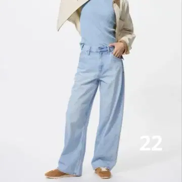 [미사용에 가까운] UNIQLO 배기 커브 데님 22인치 라이트 블루