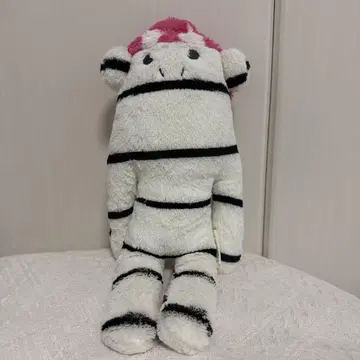 스트라이프 봉제 인형 별 패턴 후드