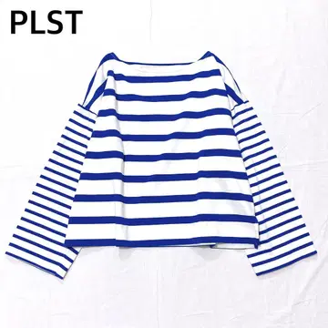 [ 새상품급 ] 플라스테 보더 보트넥 티셔츠 8~9부 소매