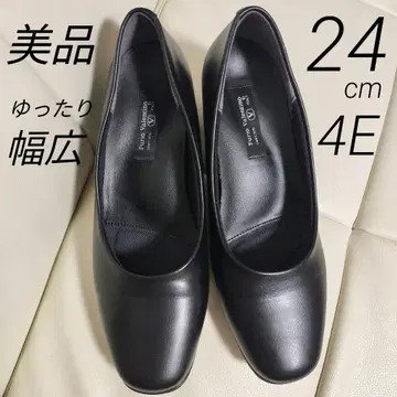 새상품급 블랙 24cm 4E 와이드 플레인 펌프스