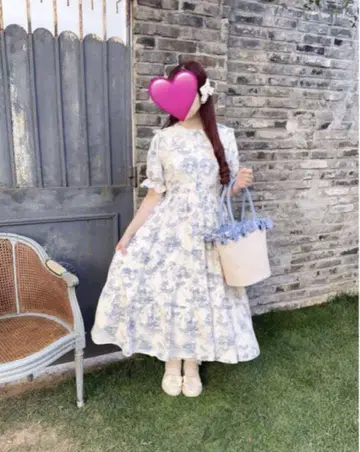 시마무라 아오키 미사코 트와일 드 주이 패턴 원피스 M