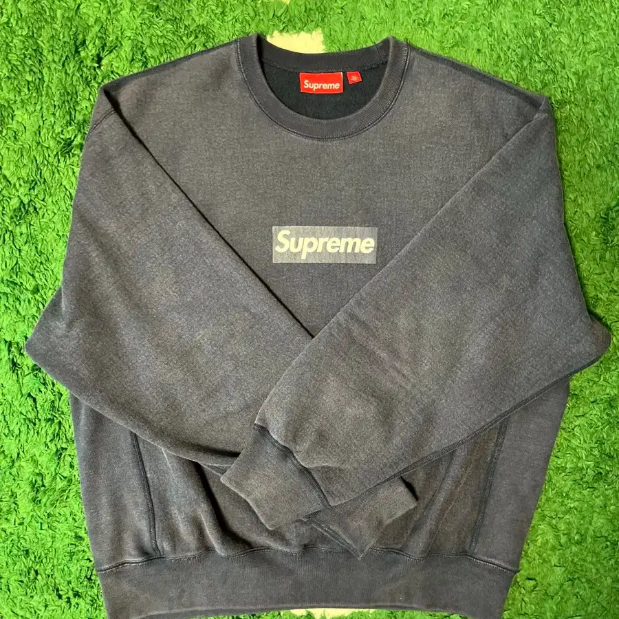SUPREME | 슈프림 [L] Supreme Washed Box Logo Crewneck Navy 25SS on