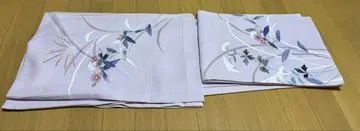 명주 쓰케아게 연보라 꽃무늬 자수 얼룩 있음
