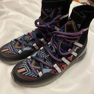 DISEL 기하학 패턴 하이컷 스니커즈 멀티 컬러