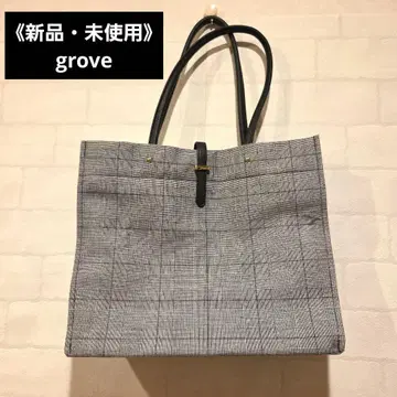[ 새상품 미사용 ] grove 그레이 계열 글렌체크 패턴 토트백
