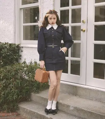 [ Desir et Raison ] 데님 셋업 레이스 프렌치 걸리시