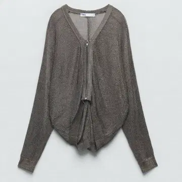 Zara 메탈릭 메쉬 니트 봄버 자켓 가디건 실버 가을 상품
