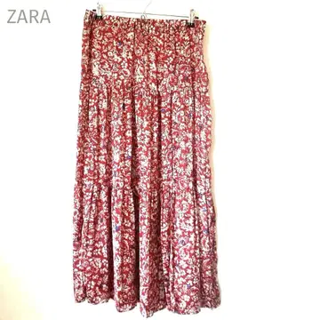 자라 ZARA 올 패턴 레드 롱 스커트 화려함 L 사이즈