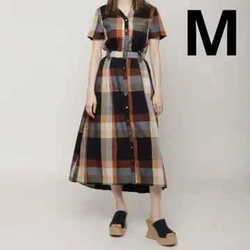 REDYAZEL 반팔 레트로 체크 셔츠 원피스 M 여름 가을 고급 럭셔리