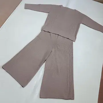 두클라쎄 핑크 베이지 니트 셋업 와이드 팬츠 M 9호