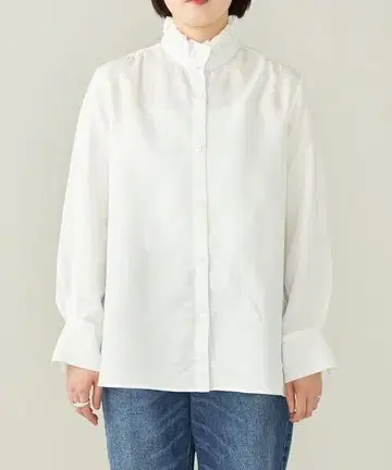 새상품 SHIPS 카란시엘 소프트 프릴 넥 셔츠 프리
